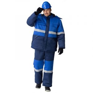Костюм утепленный "Профи-Норд", куртка с полукомбинезоном, темно-синий/васильковый 